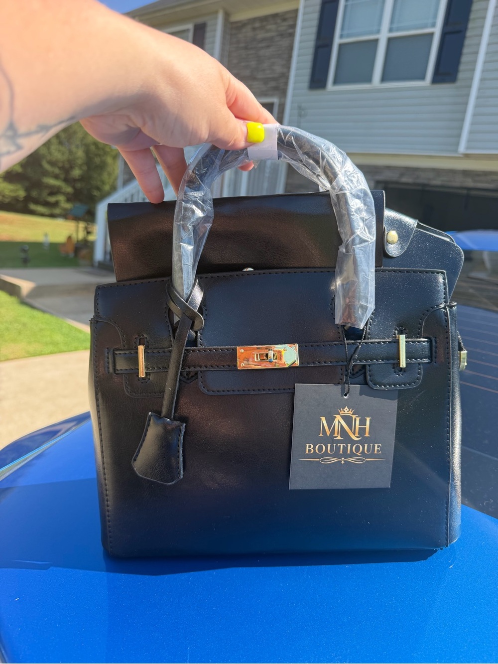 Black Structured Top-Handle Women’s Bag